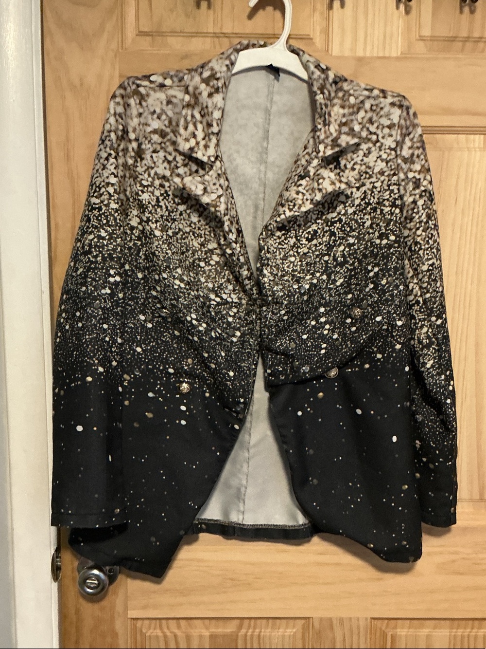 SHEIN Black and Tan Speckled Open Blazer Jacket